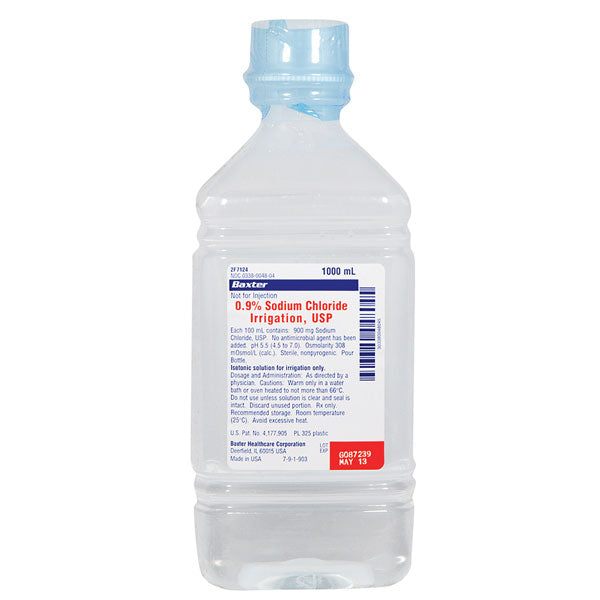 Saline Irrigation Water Baxter Nacl 0.9% 1 Litre 1000ml Bottle