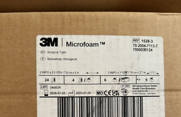3M 1528-3 Microfoam Surgical Tape 24/cs