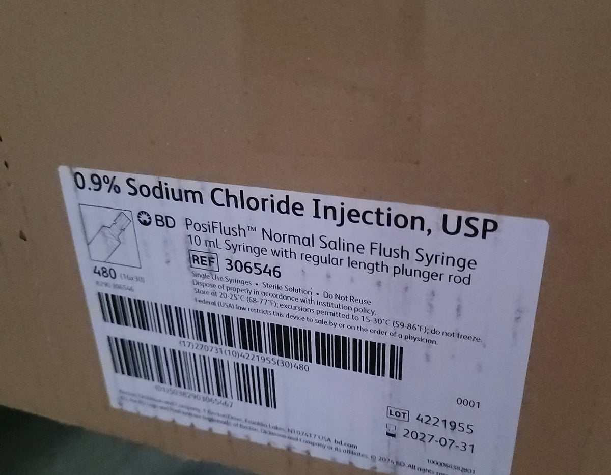 BD 306546 BD PosiFlush™ Normal Saline Syringe 10mL 480/case – Better ...