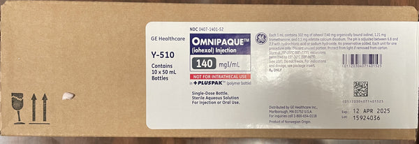 Y510 Omnipaque NDC 00407-1401-52 Iohexol 140 mg -Better Life Mart 