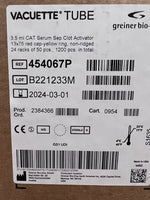 Greiner 454067P VACUETTE Tube 3.5mL Serum Sep Clot Activator 13 X 75 mm
