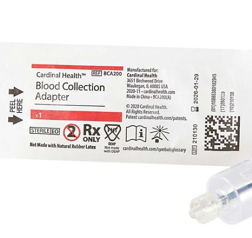 	
Cardinal BCA200 Luer Lock Blood Collection Adapter-Better Life Mart 