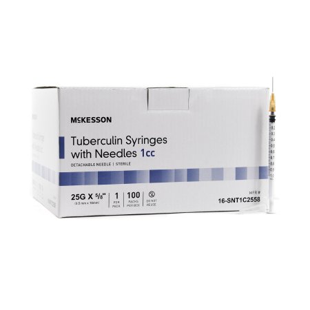 McKesson 16-SNT1C2558, Syringe with Needle 25G  5/8 inch 1mL case of 1000-Better Life Mart 
