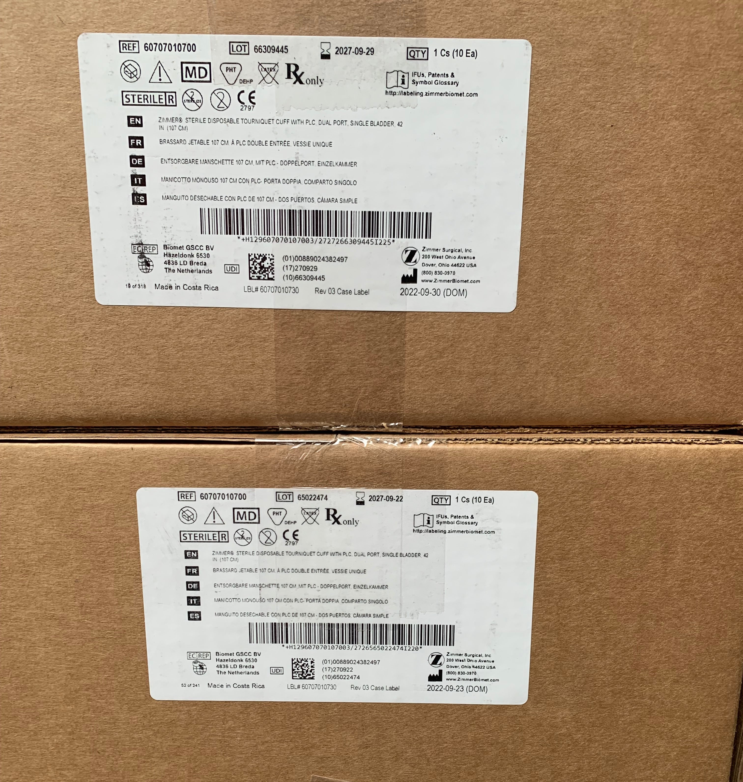 Zimmer 60707010700 Tourniquet Cuff 42 inch Dual Port 10/box